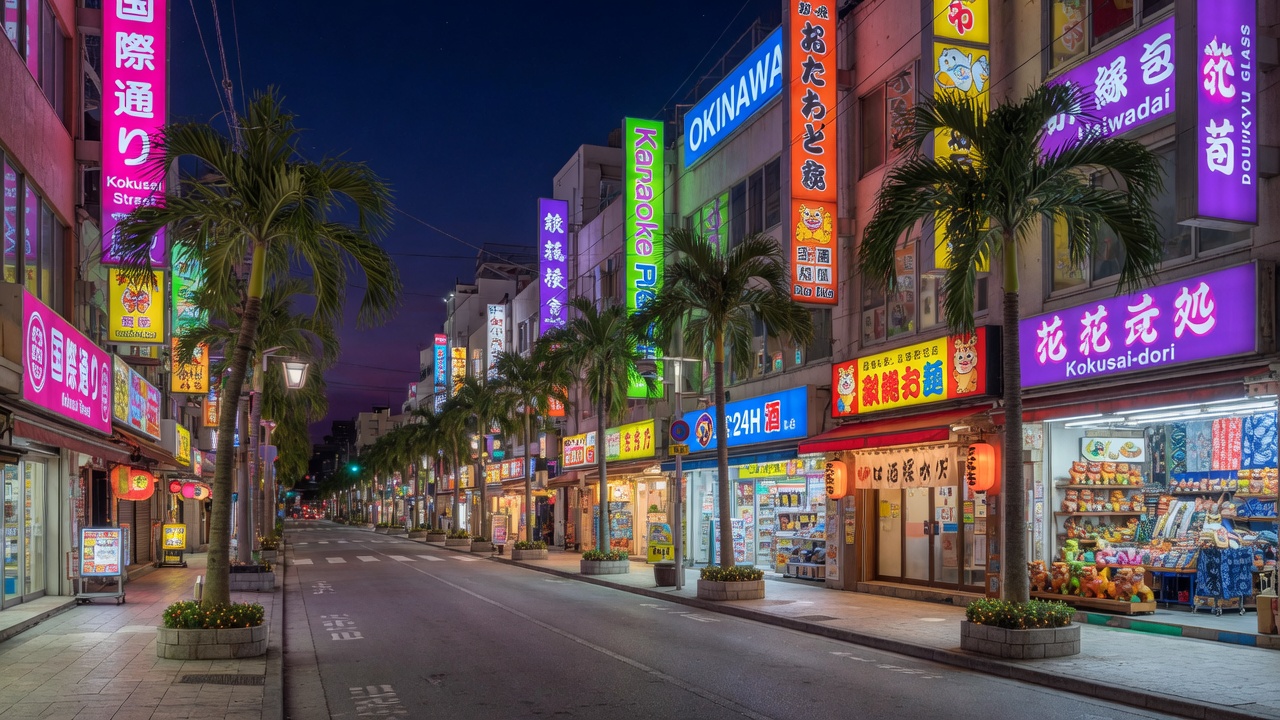 Matsuyama, Naha at night