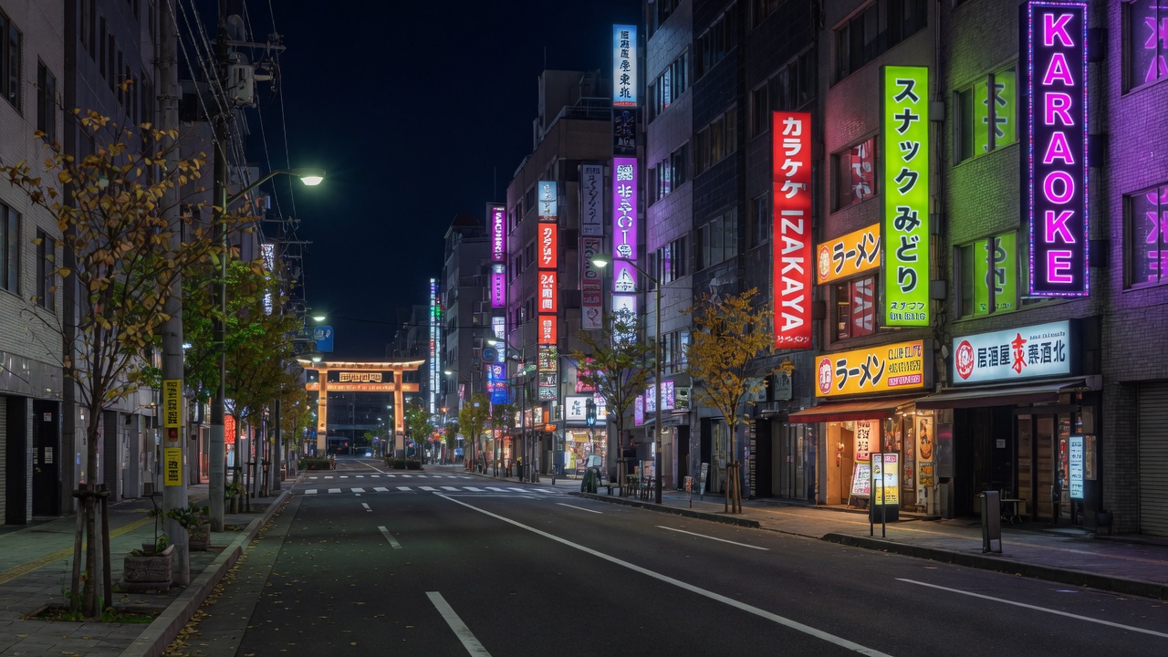 Night street in Sendai